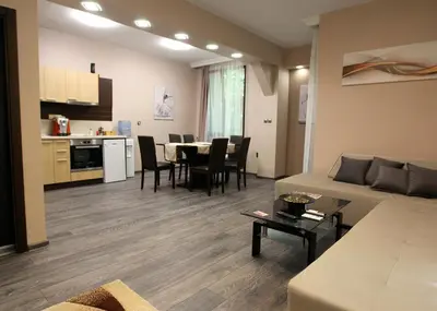 a living room with a couch and a table at NIKI Apart in Sofia