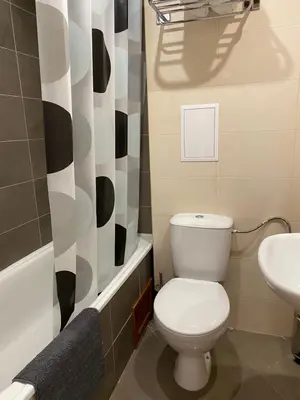 a bathroom with a toilet and a sink at Private Apartment Maxim in Bansko