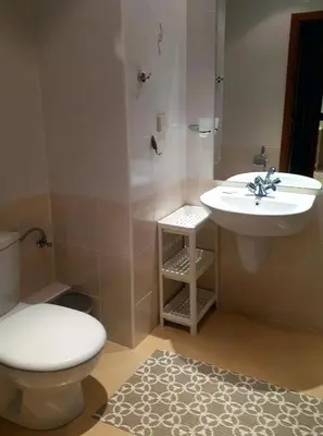 a bathroom with a toilet and a sink at Villa Park Studio&Double room in Borovets