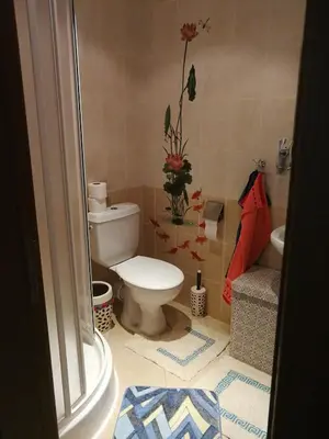 a bathroom with a toilet and a sink at G-Apartment, New Inn, 2-rooms in Bansko