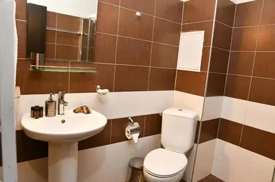 a bathroom with a toilet and a sink at Iglika 2, V9 in Borovets