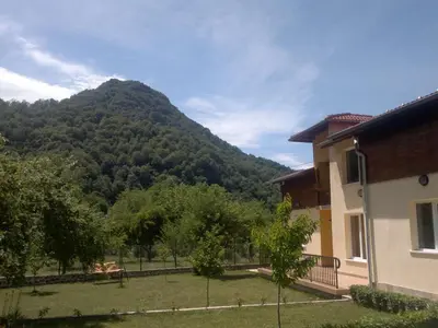 a house with a view of a mountain at Villa Nanevi in Teteven