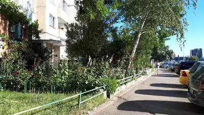a sidewalk with a fence and flowers on a street at New York - Room for overnight travelers near the Airport, parking in Sofia