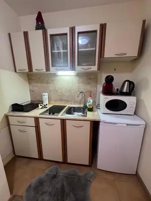 a small kitchen with a sink and a microwave at Pamporovo Apartment 314 The Castle 3 in Pamporovo