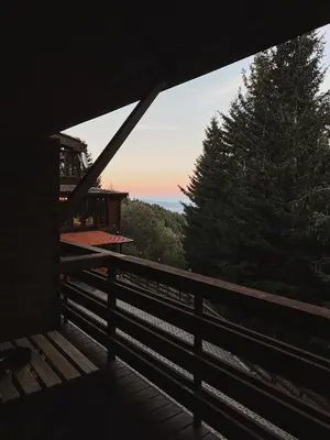 a view of the ocean from a porch of a house at Hotel and Relax Moreni in Sofia