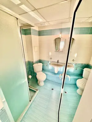 a bathroom with a toilet and a sink at TM HOUSE - Private Rooms in Bansko