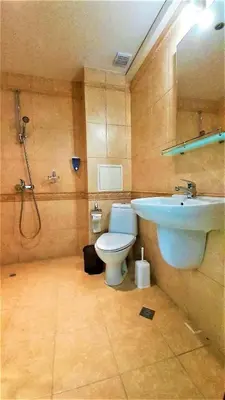 a bathroom with a sink and a toilet at Sunny Days - Park Apartment in Sandanski