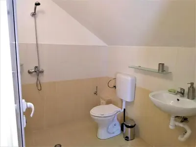 a bathroom with a toilet and a sink at VILLA IRINA - Govedartsi in Govedartsi
