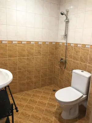 a bathroom with a toilet and a sink at Temerso Studio-Apartment in Bansko