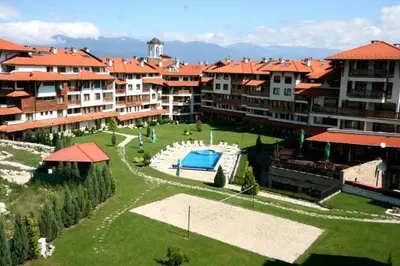 an aerial view of an apartment complex with a swimming pool at Bansko Royal Towers - Studio 945 in Bansko