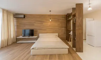 a bedroom with a bed and a tv in it at Studio Talisman III in Sofia