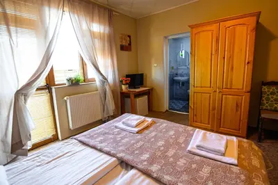 a bedroom with a bed and a window at Family Hotel Chichin in Bansko