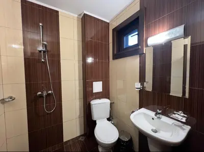 a bathroom with a toilet and a sink at Galabova Guesthouse in Delchevo