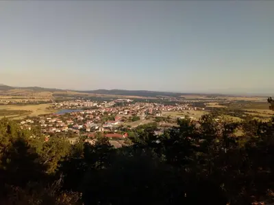 a view of a city from the top of a hill at Azaria in Hisarya