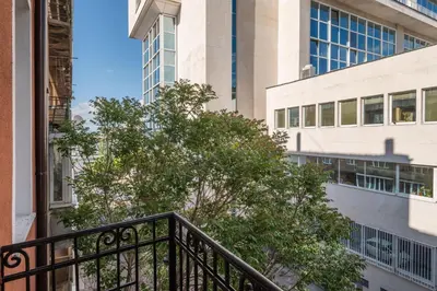 a balcony in a city with buildings at Semiramis` Suite 2-bedroom Lux Apartment in Sofia