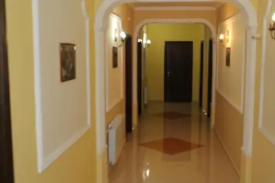 a hallway of a building with a hallwayngth at BULGARI melnik in Melnik
