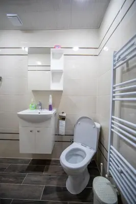 a bathroom with a toilet and a sink at Къща за гости детелина - лина in Sapareva Banya