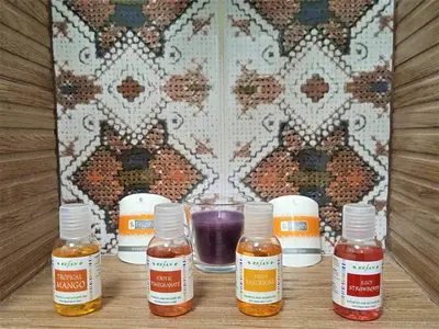 a group of bottles of essential oils sitting on a table at Cloud 6 -Top Center,360° view,Free private parking in Plovdiv
