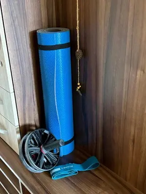 a blue heater sitting on top of a wooden wall at The View in Sandanski