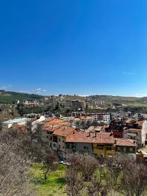 a view of a city from a hill with buildings at The View in Sandanski