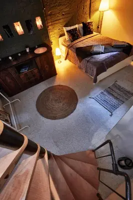 an overhead view of a bedroom with two beds at COURTHOUSE #4 EXCLUSIVE Top Center PRIVATE GARDEN in Sofia