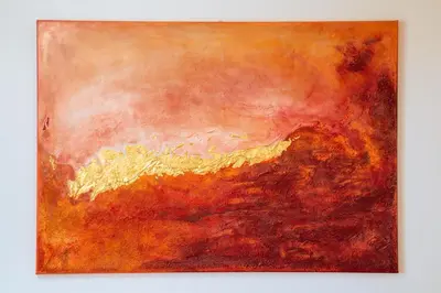 a painting of a mountain at WOW studios for rent 2 bul Montevideo 25A - B in Sofia