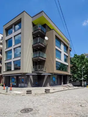 a building with balconies on the side of it at Modern Apartment 2 with Parking next to Bulgaria Mall in Sofia