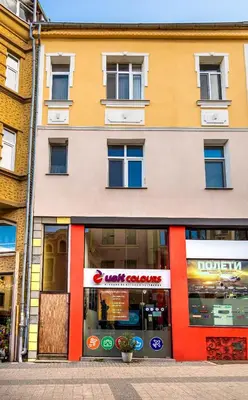 a store front of a building on a street at 1BD Apartment with a Cute Balcony in Kapana by Flat Mаnager in Plovdiv