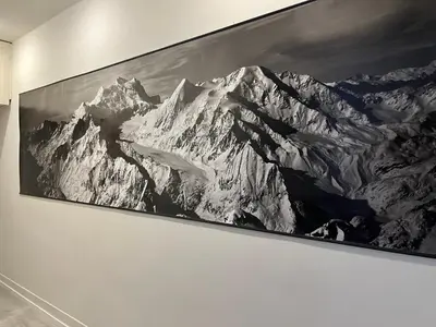 a picture of a mountain painting on a wall at Top Central Place with 2 bedrooms in Sofia in Sofia