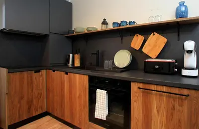 a kitchen with a sink and a counter at KOKICHE 4 Friends, Borovets in Borovets
