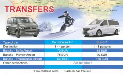 a flyer for a car and a van at Bellevue Residence RELAX ZONE in Bansko