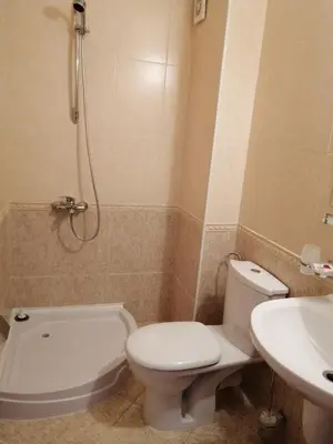 a bathroom with a toilet and a sink at GRAND MONASTERY Apartment ``WHITE TALE`` in Pamporovo