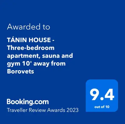 a screenshot of a phone with the text wanted to train house three bedroom apartment at TÁNIN HOUSE - Three-bedroom apartment, sauna and gym 10' away from Borovets in Samokov