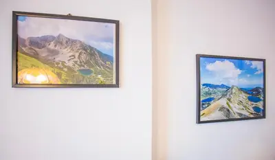 two pictures of mountains on a wall at Cozy One-Bedroom apartment with Nature View by Flat Mаnager in Razlog