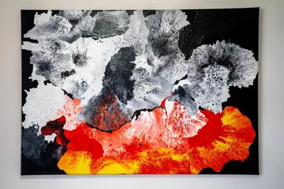 a painting ofmoilpainting on a black background at WOW studios for rent - bul Montevideo 25A - B in Sofia