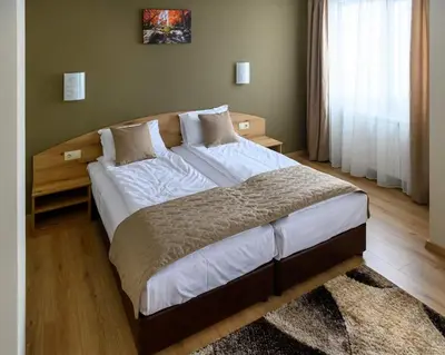 a bedroom with a large bed in a room at Семеен хотел При Вергил in Sapareva Banya