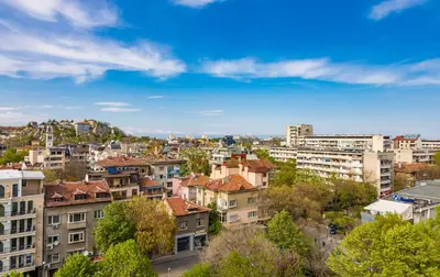 a view of a city with buildings at The Cozy Home 1-Bedroom in Central Plovdiv by Flat Mаnager in Plovdiv