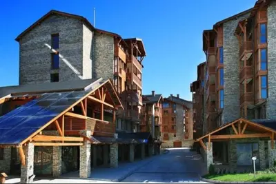 a group of buildings with solar panels on them at Luxury Suite Ivana in Bansko