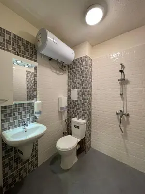 a bathroom with a toilet and a sink and a shower at Colonel apartment 936 in Sofia