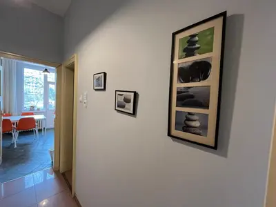 a room with a wall with a picture of rocks at 113 in Sofia with 2BR and 2 full bath in Sofia