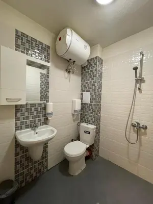 a bathroom with a toilet and a sink and a shower at Colonel apartment 946 in Sofia