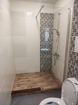 a bathroom with a shower with a toilet at Colonel apartment 957 in Sofia