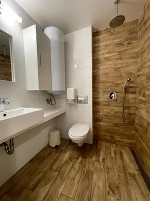 a bathroom with a toilet and a sink and a shower at Colonel apartment Royal in Sofia