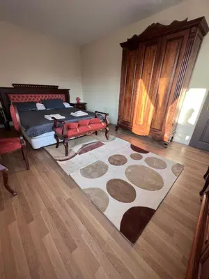 a bedroom with a bed and a rug on the floor at Dalv Residence - SPA Fairy Tale in old Sofia in Sofia