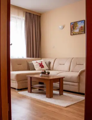 a living room with a couch and a coffee table at GO GO Holiday in Borovets