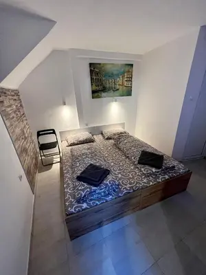a bedroom with a large bed in a room at The rainbow 1 & free motorcycle parking in Sofia