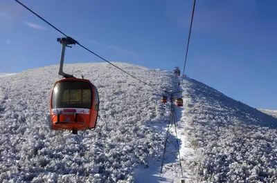 a ski lift going up a snow covered mountain at NEAT STUDIOS in 