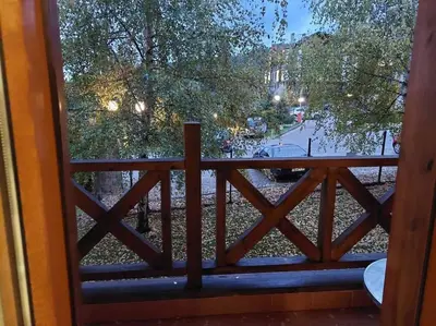 a balcony with a view of a street at Apartment in Bansko in Bansko