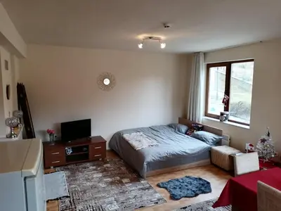 a bedroom with a bed and a television in it at Apartment Love Pamporovo in Pamporovo