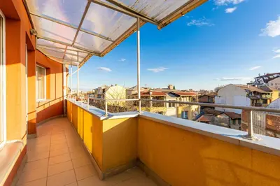 a balcony with a view of the city at Sunny 1BD Apartment in OLD TOWN by Flat Mаnager in Plovdiv